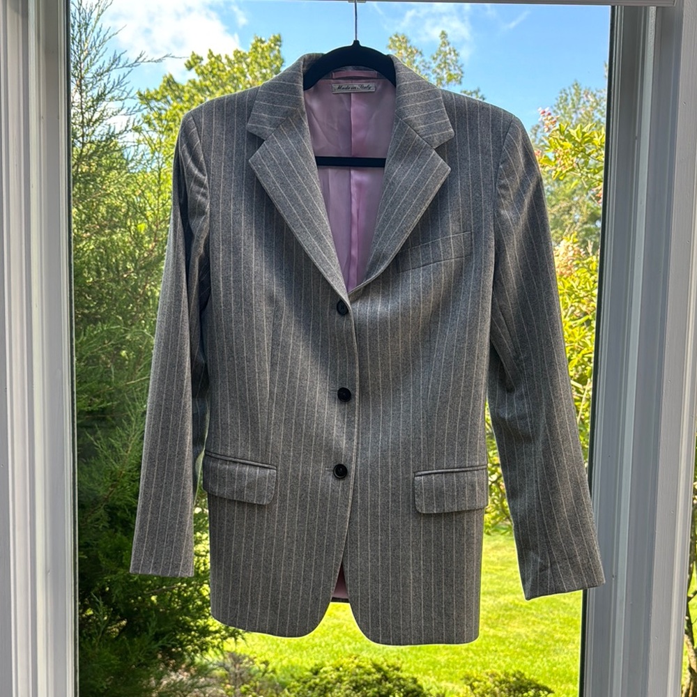 Vintage Made in Italy Gray Pinstripe Blazer